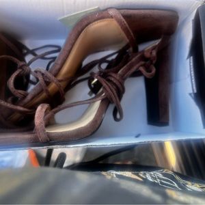 Brown laced up heels